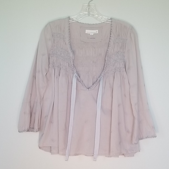 Odd Molly Tops - Odd Molly Smocked Peasant Top Ribbon Ties Sz 2